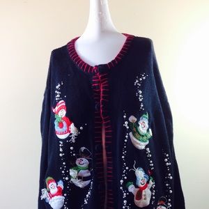 Ugly Christmas Snowman Sweater Cardigan Sweater